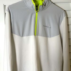 Nike Men's Gray & White Golf Pullover w/ Yellow Neon Accent - Timberline Logo